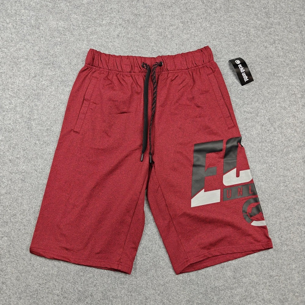 Ecko Unltd Shorts Mens Medium Red Marled Drawstring Logo Pockets Athletic‎